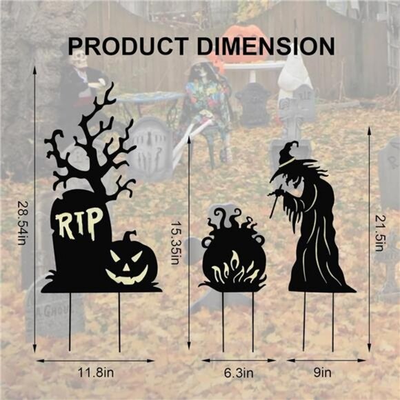 Halloween Yard Signs Outdoor Decorations,3 Pack Warerproof Scary Witch - Picture 2 of 8